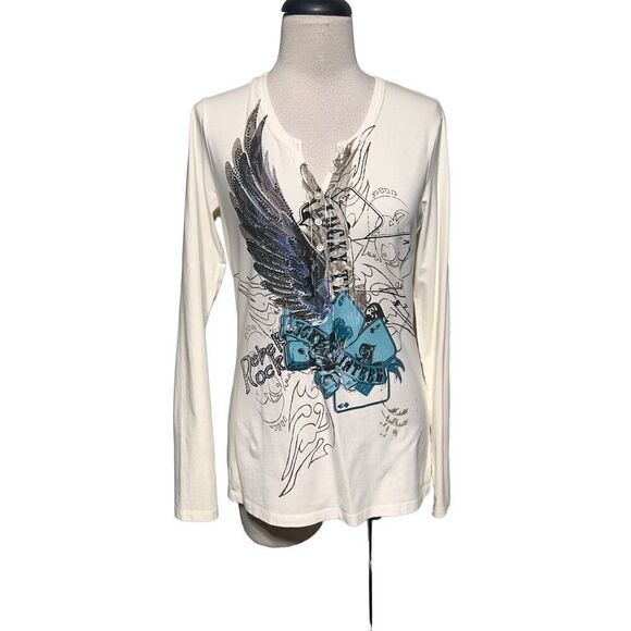 Marc Aurel Long Sleeve  Embellished Henley Size  38 - Picture 1 of 5